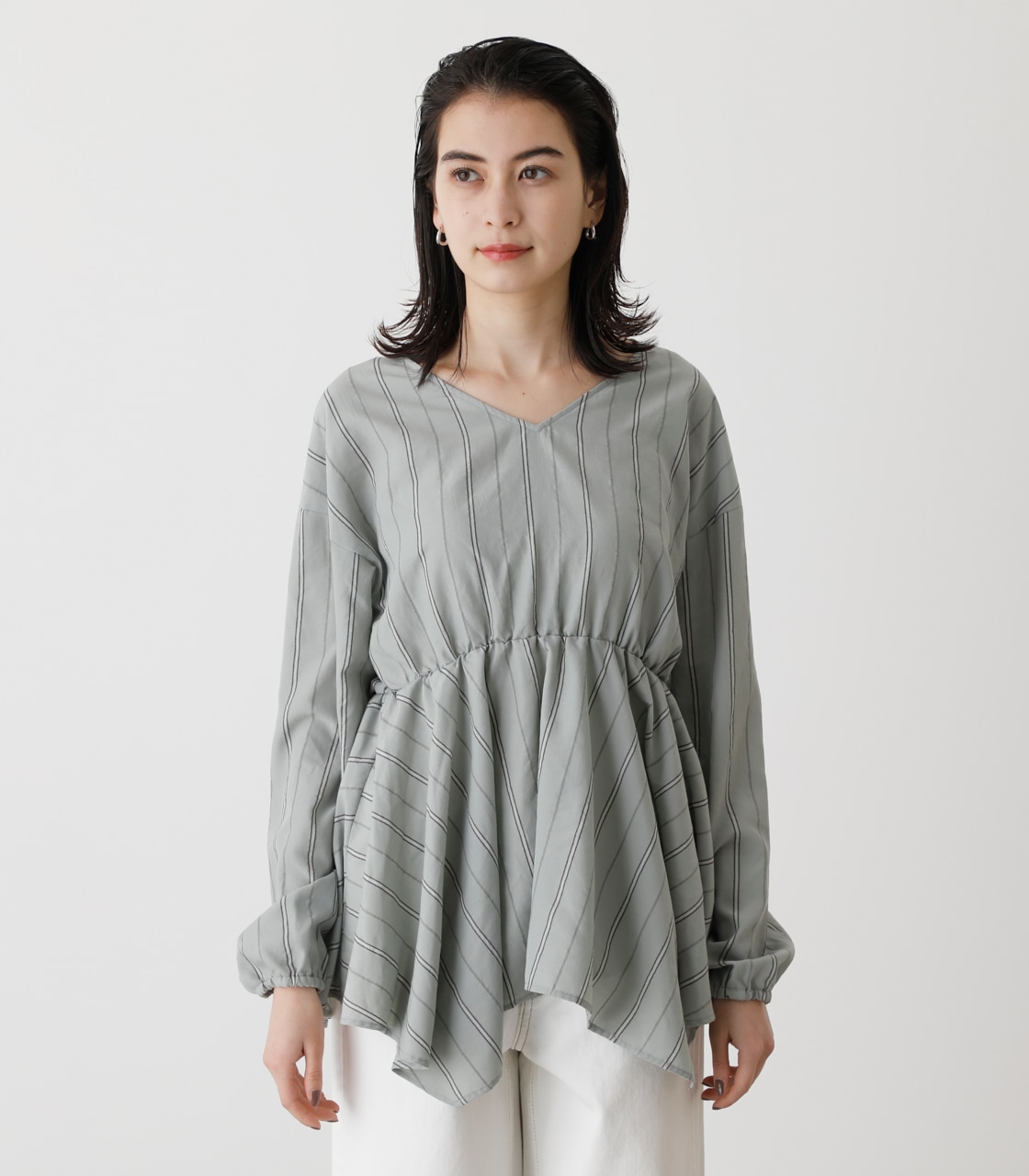 WAIST SHIRRING HEM BLOUSE/ウエストシャーリングヘムブラウス 詳細画像 柄MINT 5