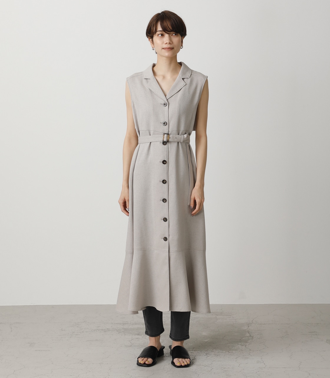 OPEN COLLAR GILET ONEPIECE/オープンカラージレワンピース【MOOK54