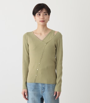 FAKE LAYERED BUTTON KNIT TOPS/フェイクレイヤードボタンニット 