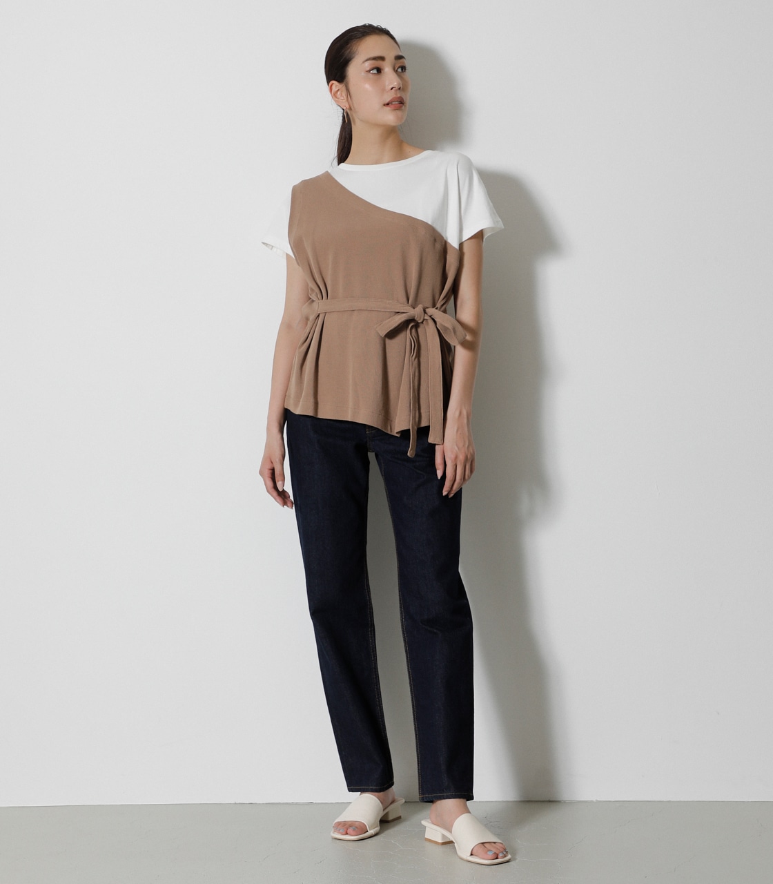 FAKE LAYERED ONE SHOULDER TOPS/フェイクレイヤードワンショルダー