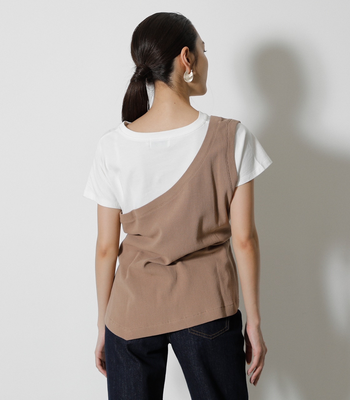 FAKE LAYERED ONE SHOULDER TOPS/フェイクレイヤードワンショルダー 