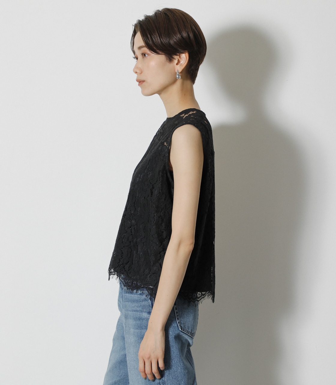 SCALLOP LACE TOPS/スカロップレーストップス 詳細画像 BLK 6