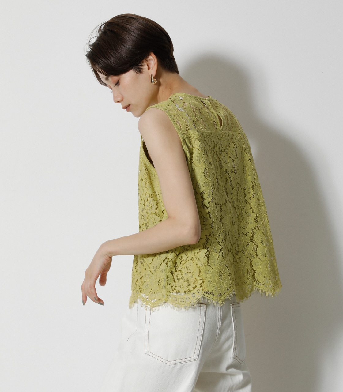 SCALLOP LACE TOPS/スカロップレーストップス 詳細画像 LIME 3