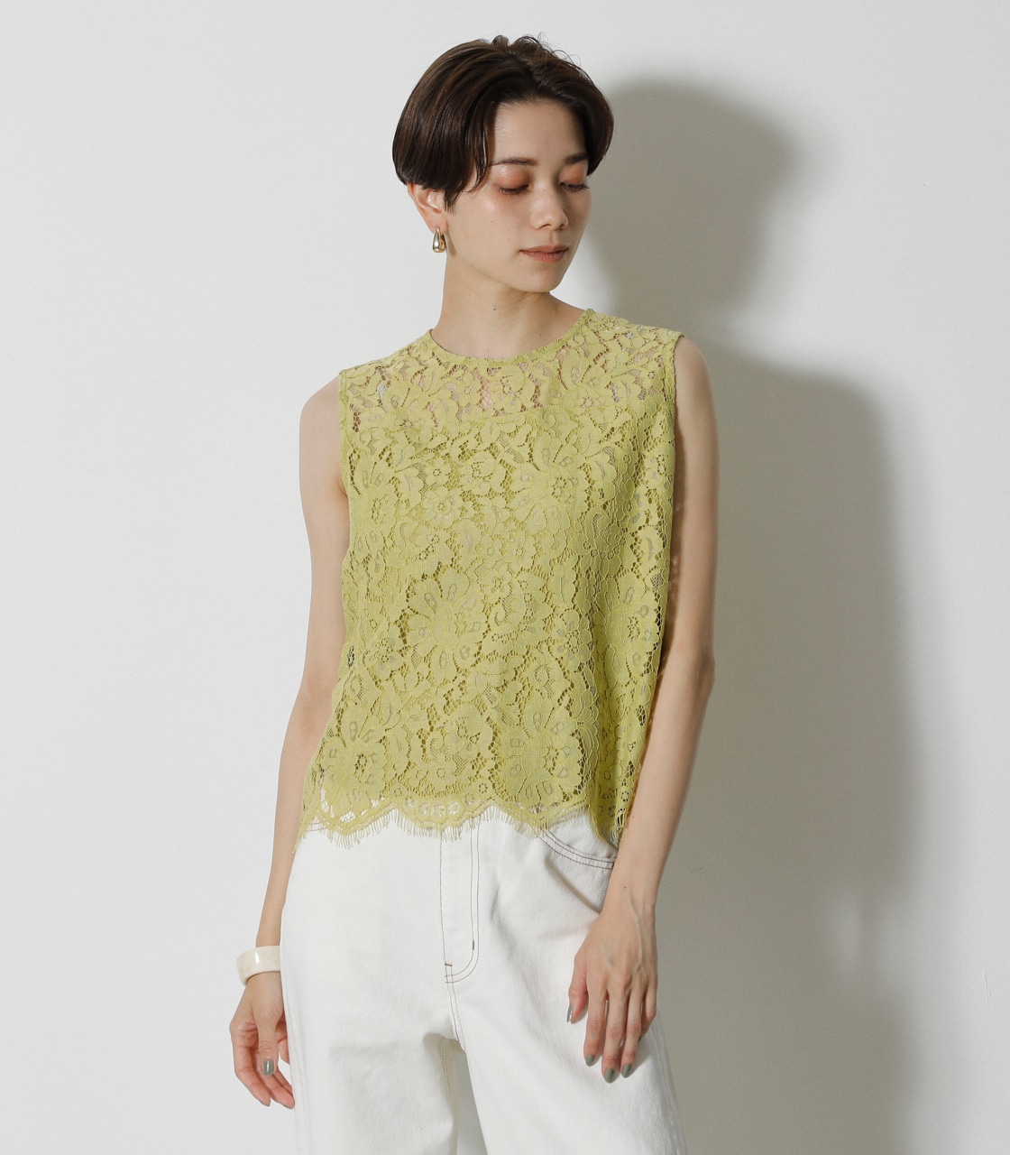 SCALLOP LACE TOPS/スカロップレーストップス 詳細画像 LIME 5