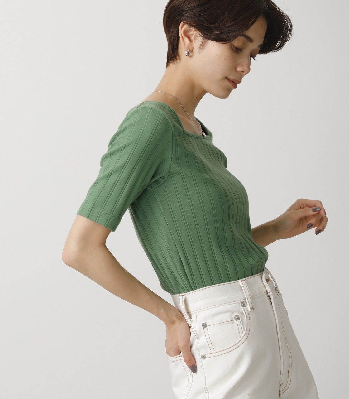 【8月10日(木)8:59まで期間限定価格】2WAY WIDE RIB TOPS/2WAYワイドリブトップス