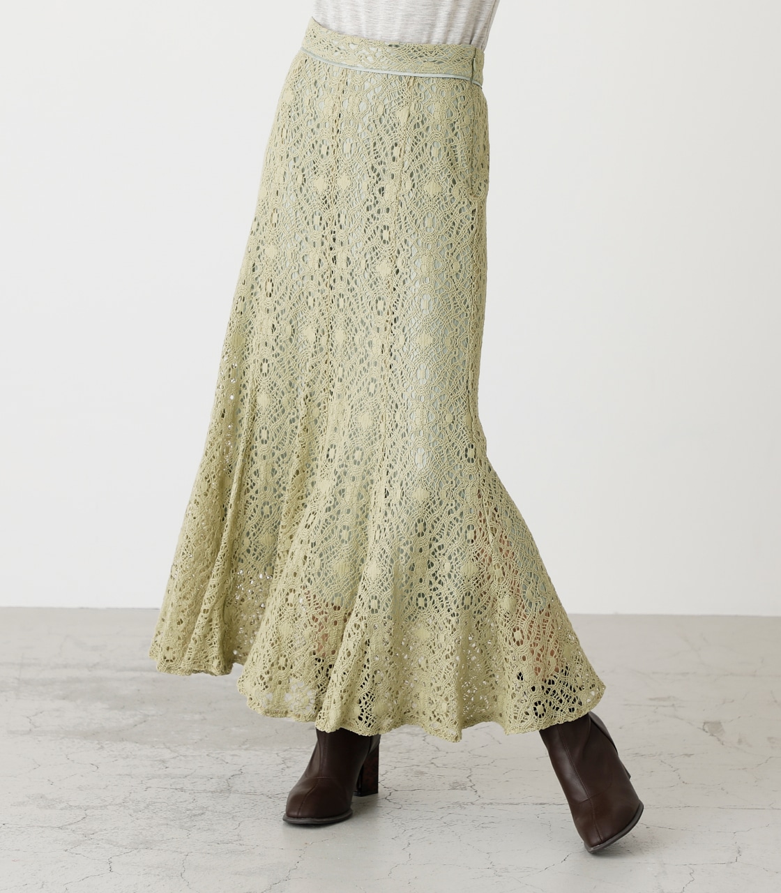 LACE NARROW SKIRT/レースナロースカート 詳細画像 LIME 1