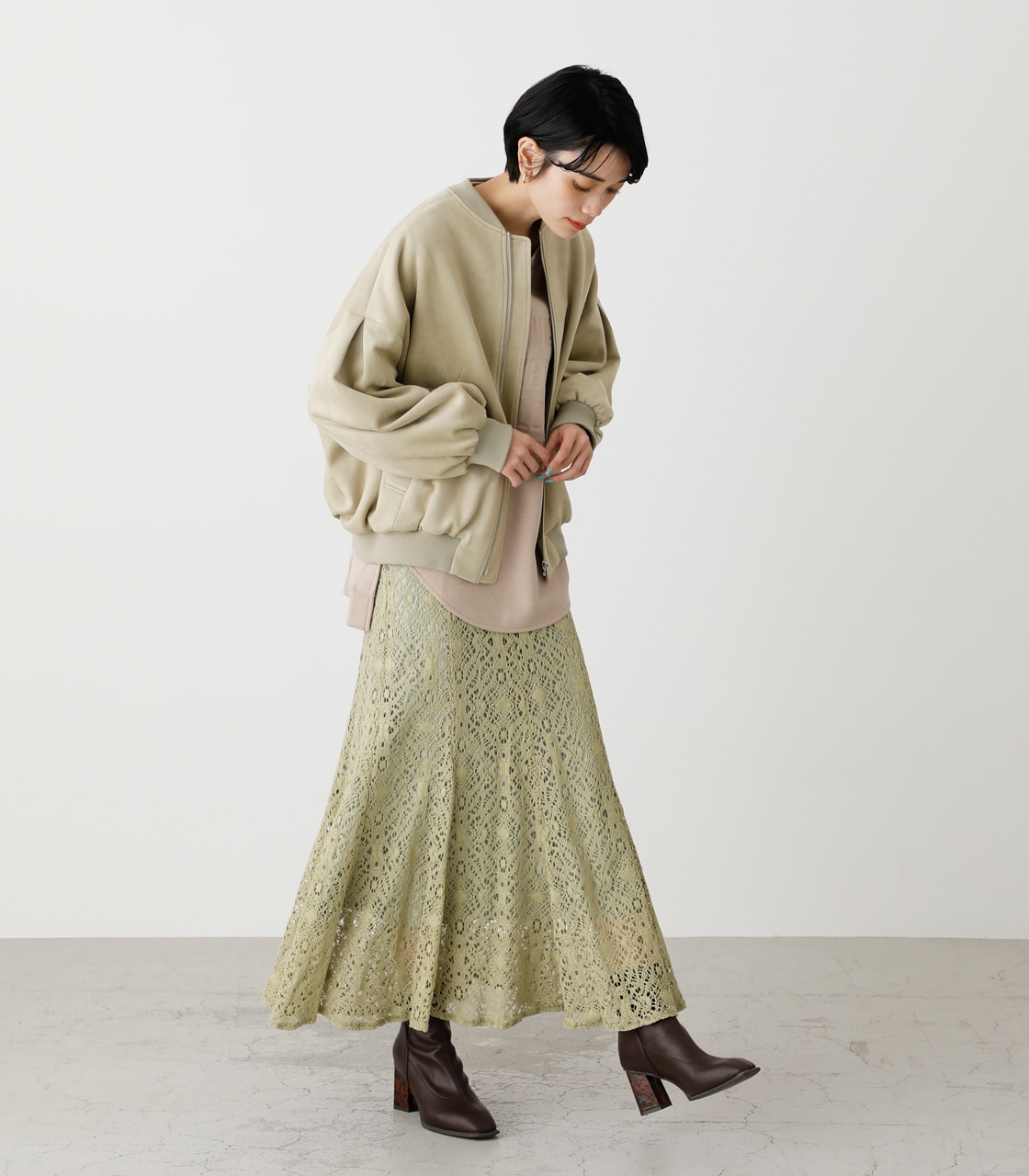 LACE NARROW SKIRT/レースナロースカート 詳細画像 LIME 3