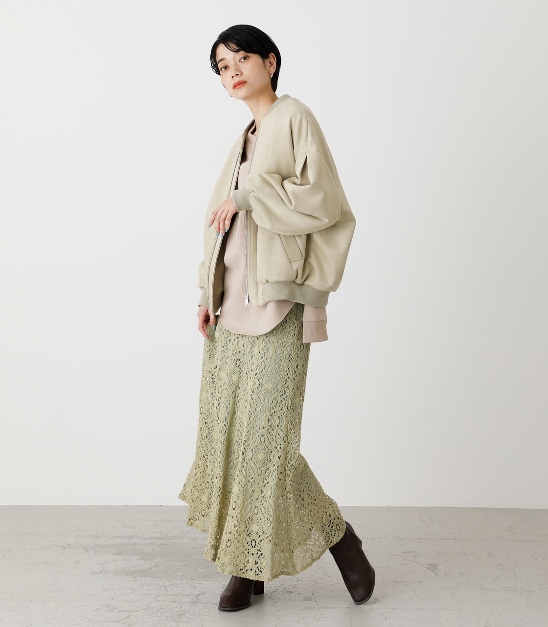 LACE NARROW SKIRT/レースナロースカート 詳細画像 LIME 4