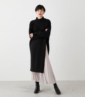 PLEATS LAYER KNIT ONEPIECE/プリーツレイヤーニットワンピース 詳細画像