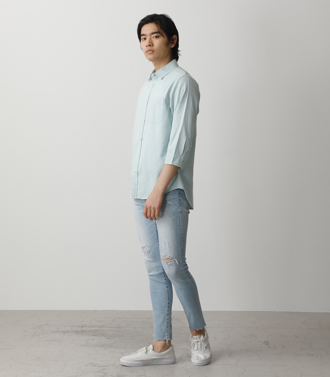 LINEN 3/4 SLEEVE SHIRT/リネン3/4スリーブシャツ｜AZUL BY MOUSSY