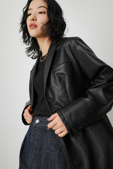 FAUX LEATHER TAILORED JACKET/フェイクレザーテーラードジャケット