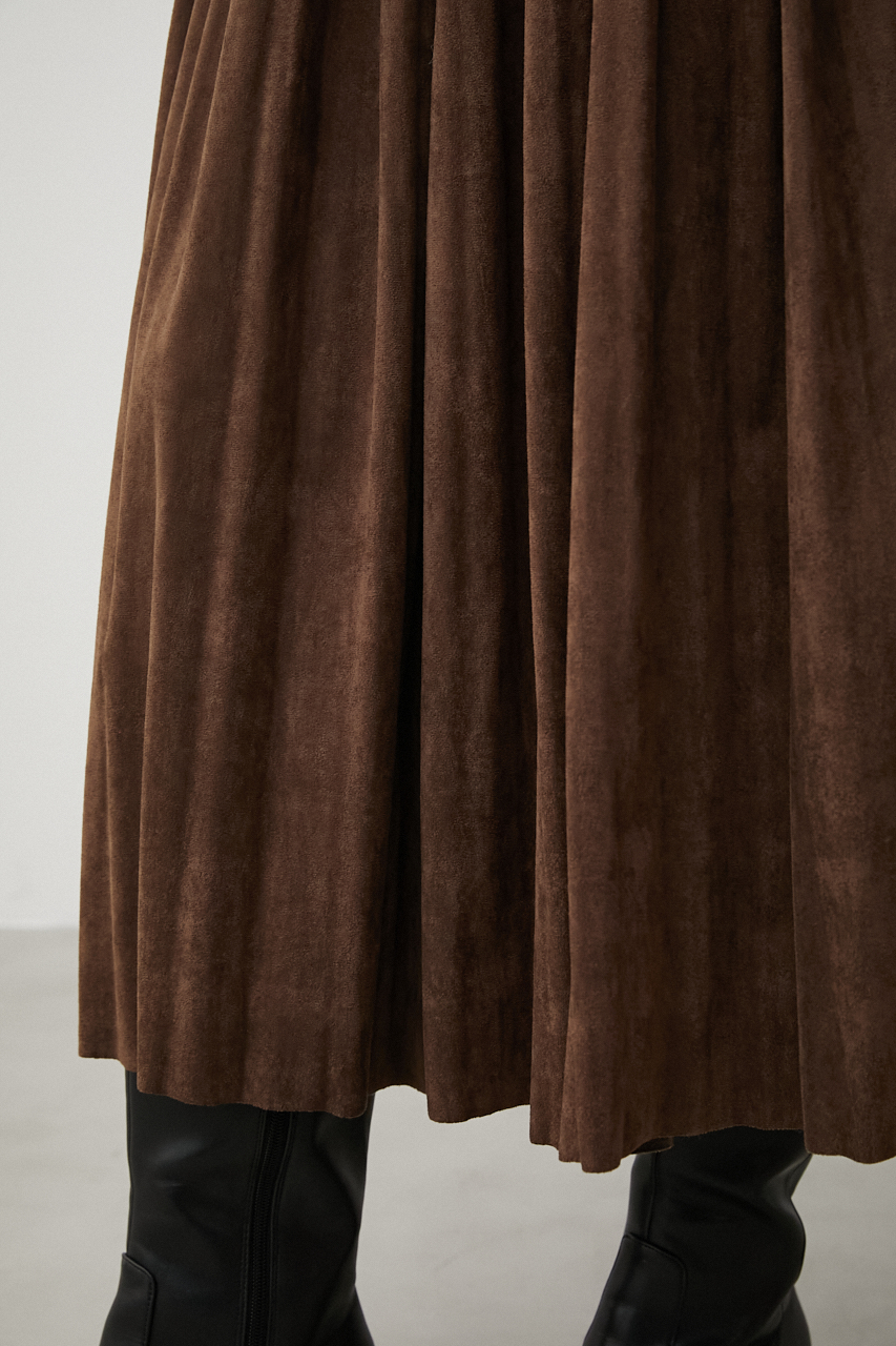 FAUX SUEDE PLEATED SKIRT/フェイクスエードプリーツスカート 詳細画像 BRN 10