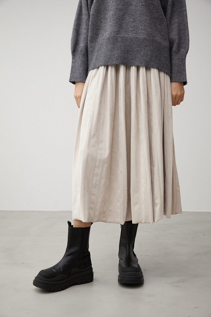 FAUX SUEDE PLEATED SKIRT/フェイクスエードプリーツスカート 詳細画像 L/BEG 1