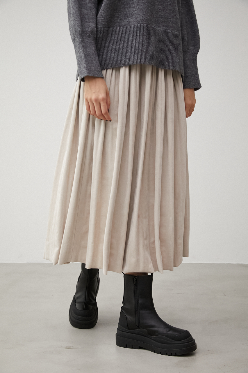 FAUX SUEDE PLEATED SKIRT/フェイクスエードプリーツスカート 詳細画像 L/BEG 2