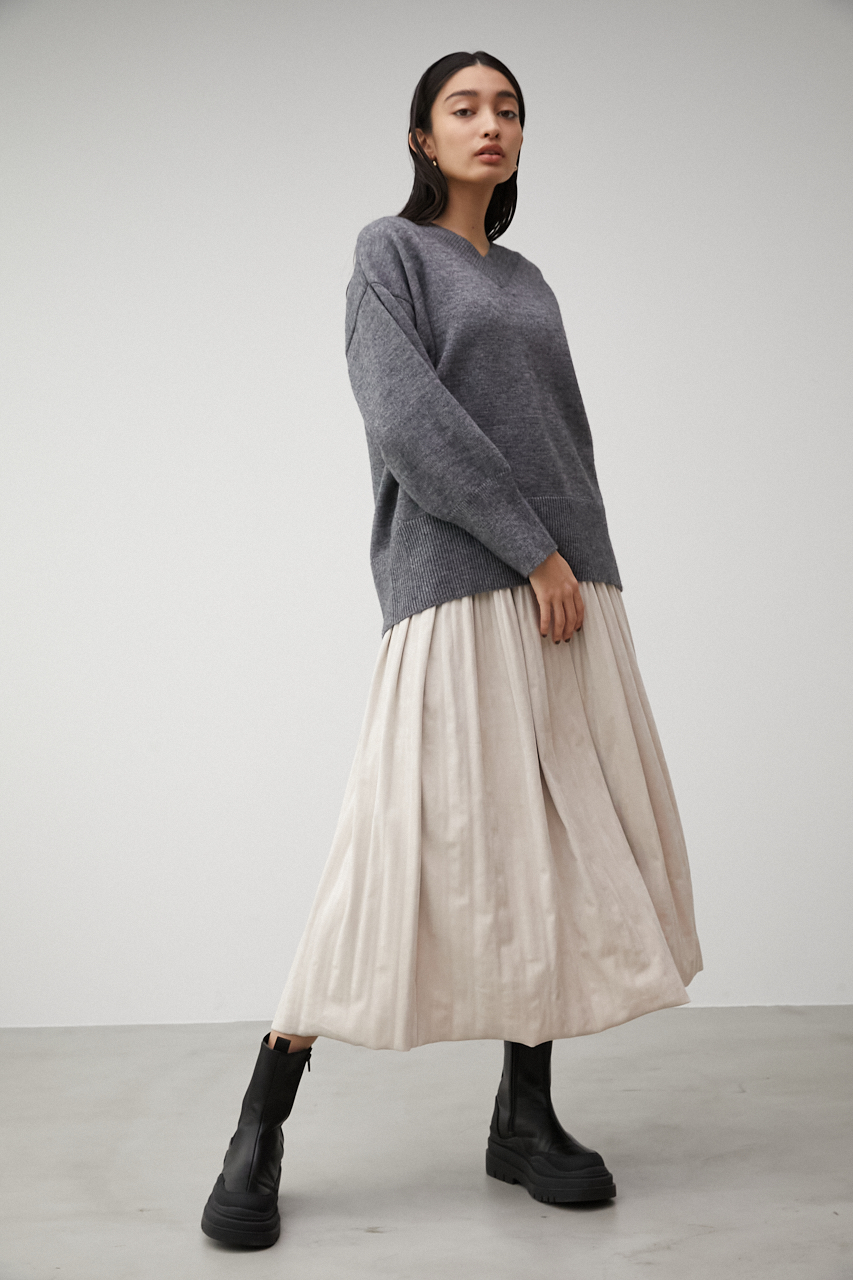 FAUX SUEDE PLEATED SKIRT/フェイクスエードプリーツスカート 詳細画像 L/BEG 3