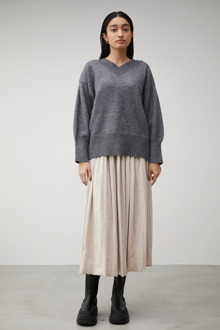 FAUX SUEDE PLEATED SKIRT/フェイクスエードプリーツスカート 詳細画像 L/BEG 4
