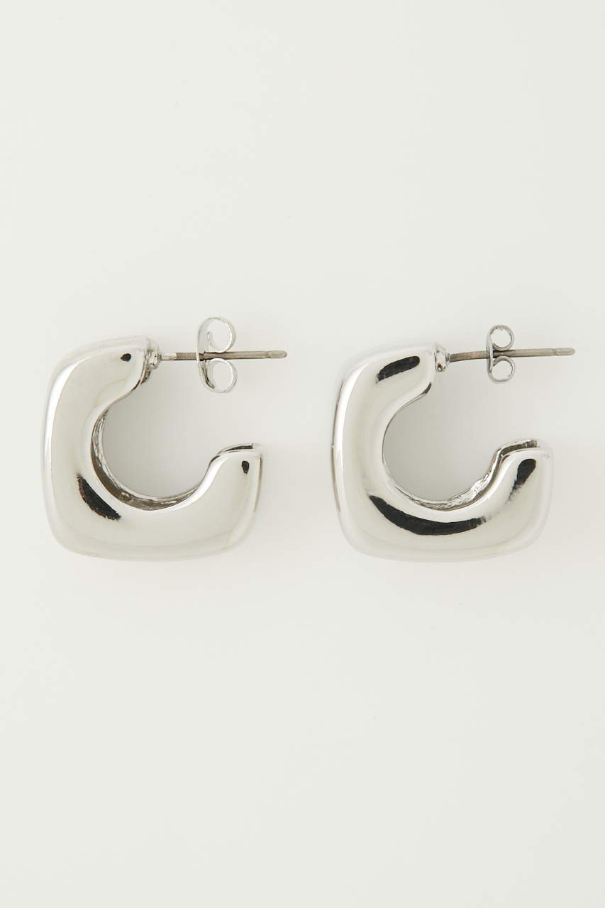 THICK METAL SQUARE EARRINGS/スィックメタルスクエアピアス 詳細画像 SLV 2