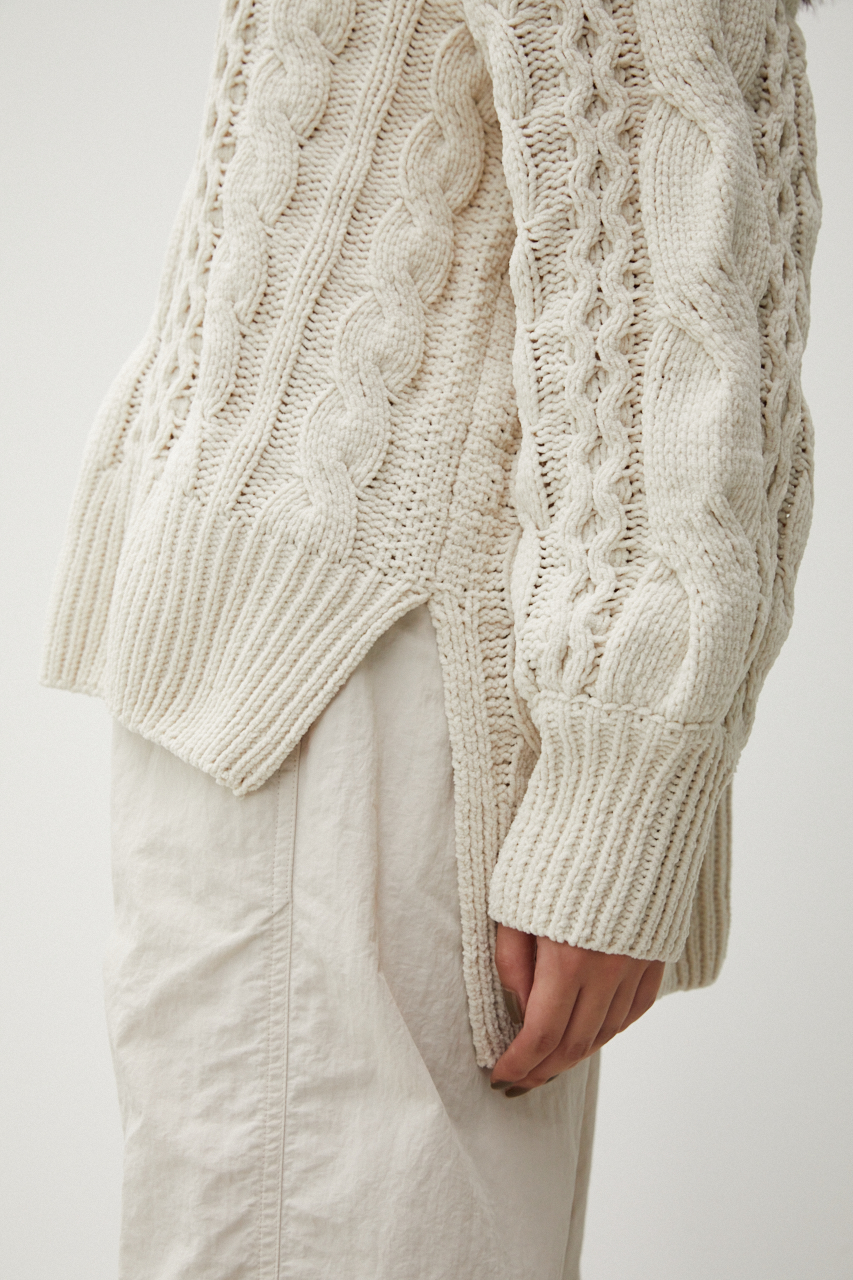 CHENILLE CABLE V/N KNIT TOPS/シェニールケーブルVネックニットトップス 詳細画像 IVOY 10