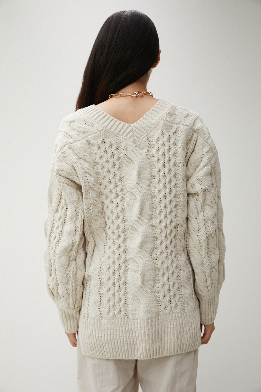 CHENILLE CABLE V/N KNIT TOPS/シェニールケーブルVネックニットトップス 詳細画像 IVOY 7