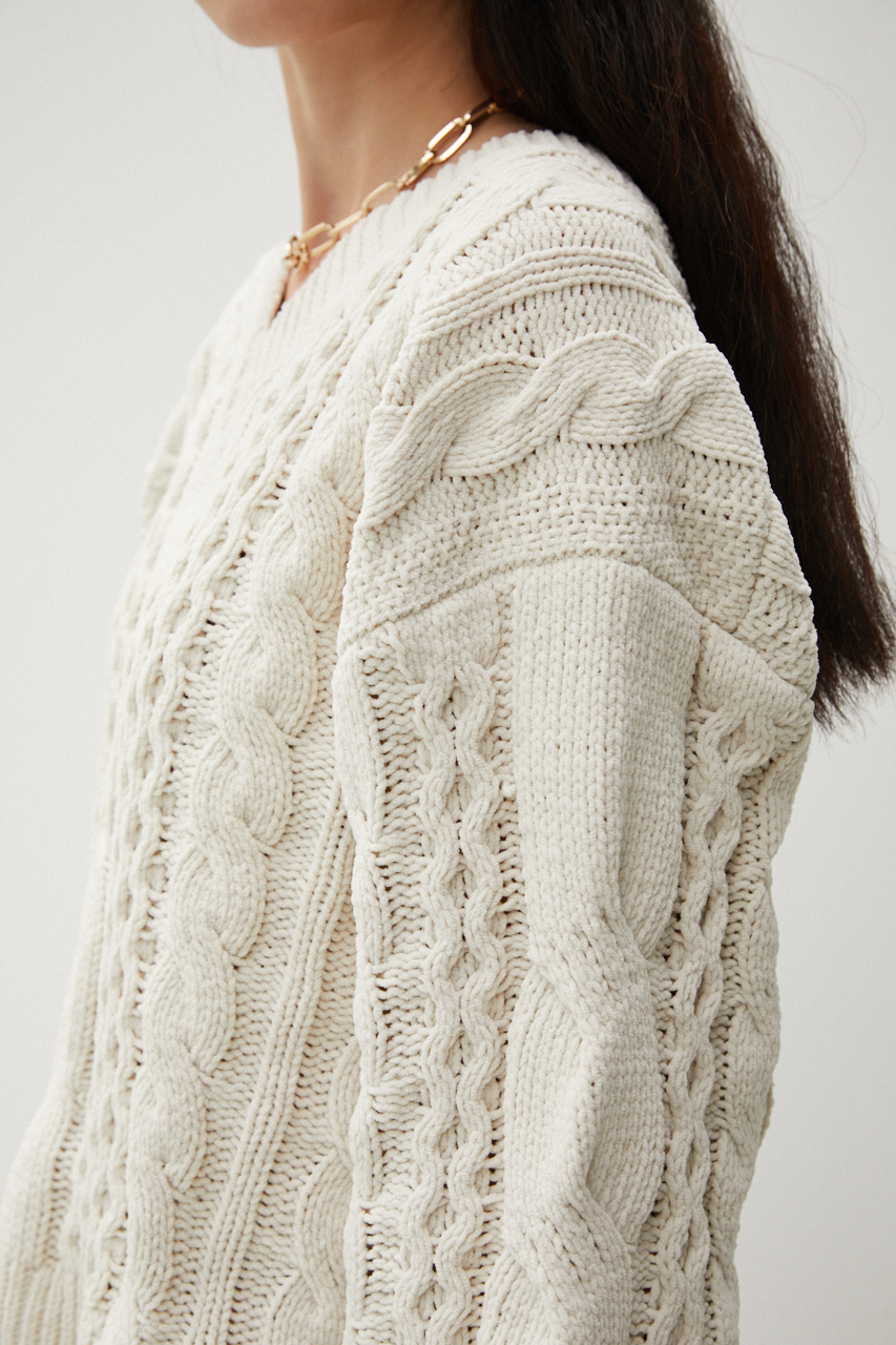 CHENILLE CABLE V/N KNIT TOPS/シェニールケーブルVネックニットトップス 詳細画像 IVOY 9