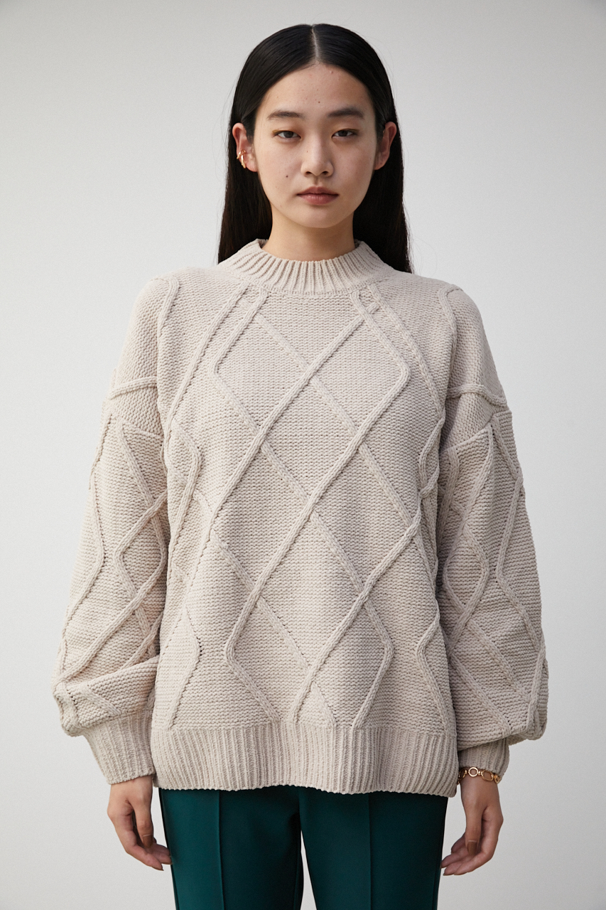 11月10日（金）8:59まで期間限定価格】CHENILLE CABLE C/N KNIT TOPS