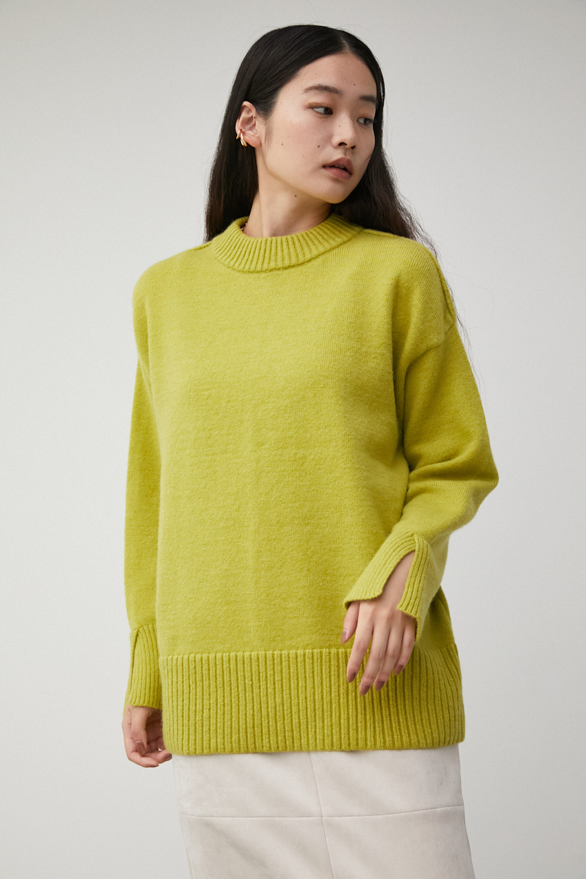 BACK SLIT HIGH NECK KNIT TOPS/バックスリットハイネックニット 