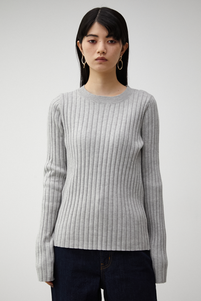 THICK RIB CREW NECK KNIT/シックリブクルーネックニット｜AZUL BY