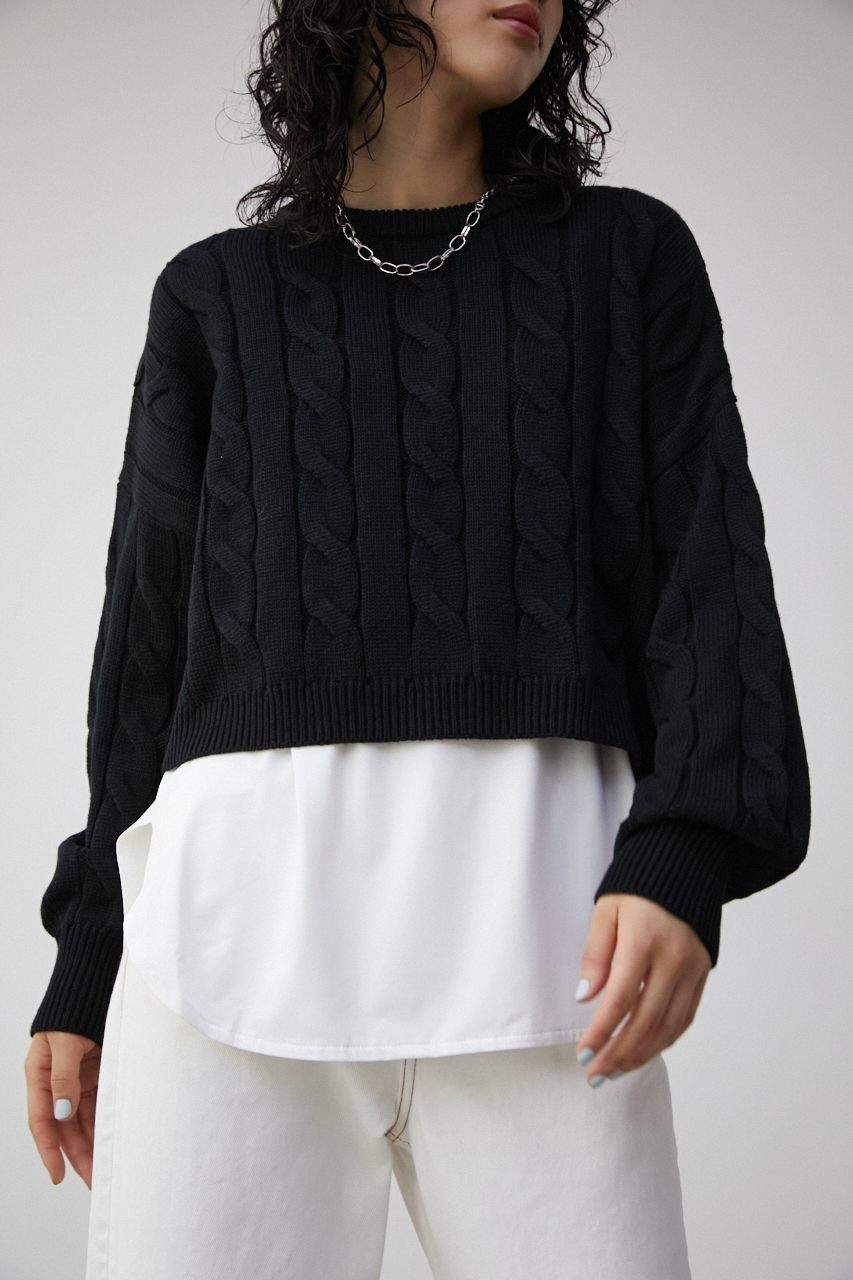 SHORTCABLE KNIT SET TOPS/ショートケーブルニットセットトップス