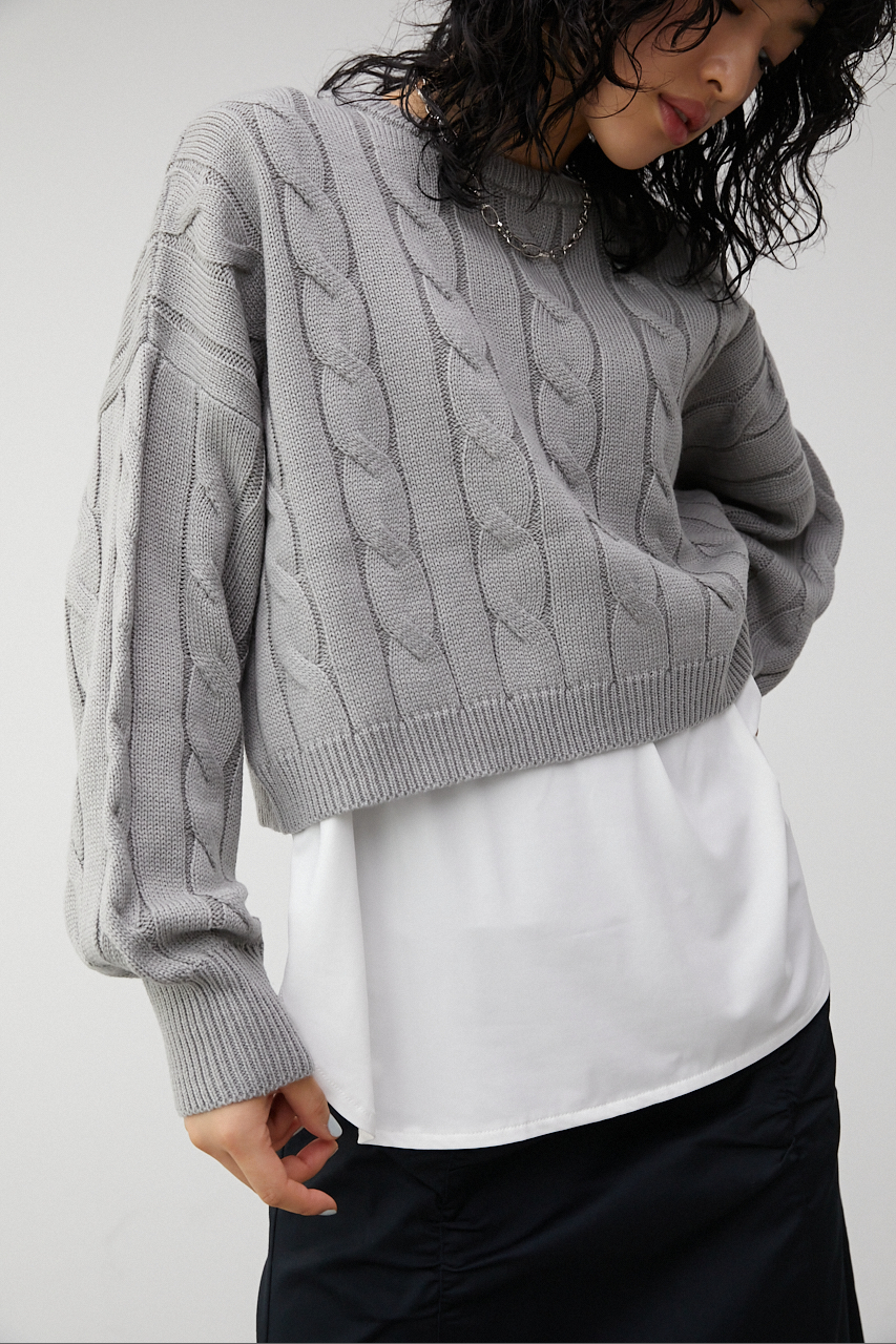 1月9日(火)8:59まで期間限定価格】SHORTCABLE KNIT SET TOPS/ショート