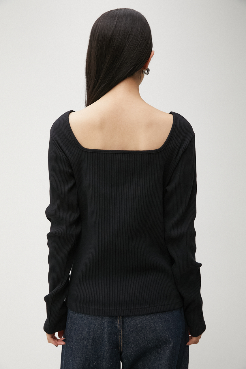 2WAY RIB LONG SLEEVE TOPS/2WAYリブロングスリーブトップス｜AZUL BY 