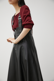 FAUX LEATHER Z-UP JUMPER SKIRT/フェイクレザーZ-UPジャンパースカート