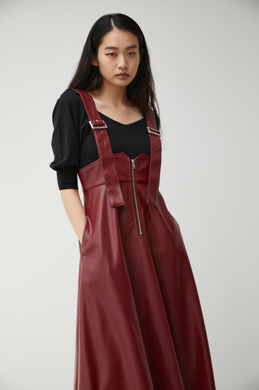 FAUX LEATHER Z-UP JUMPER SKIRT/フェイクレザーZ-UPジャンパースカート