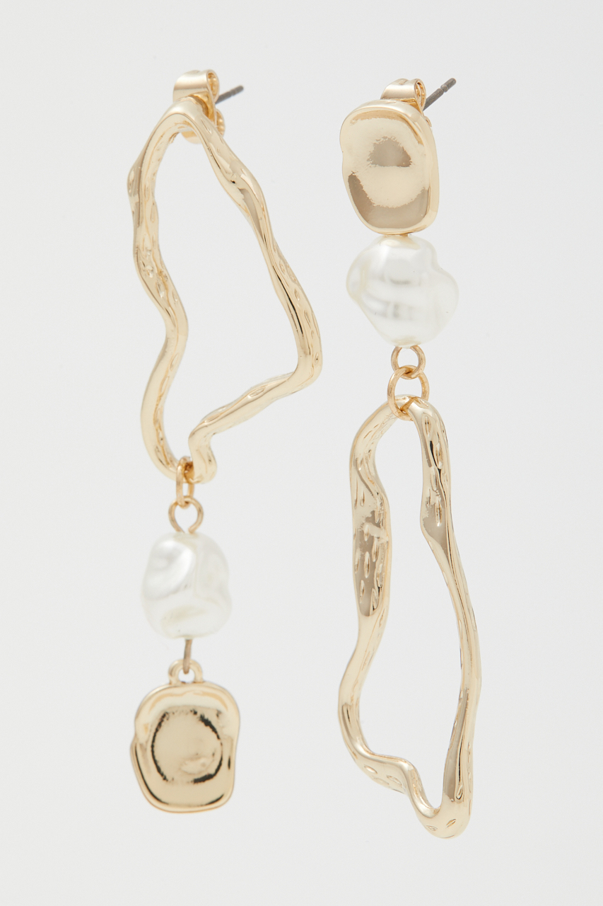 FAUX PEARL ASYMMETRY EARRINGS/フェイクパールアシンメトリーピアス 詳細画像 L/GLD 3