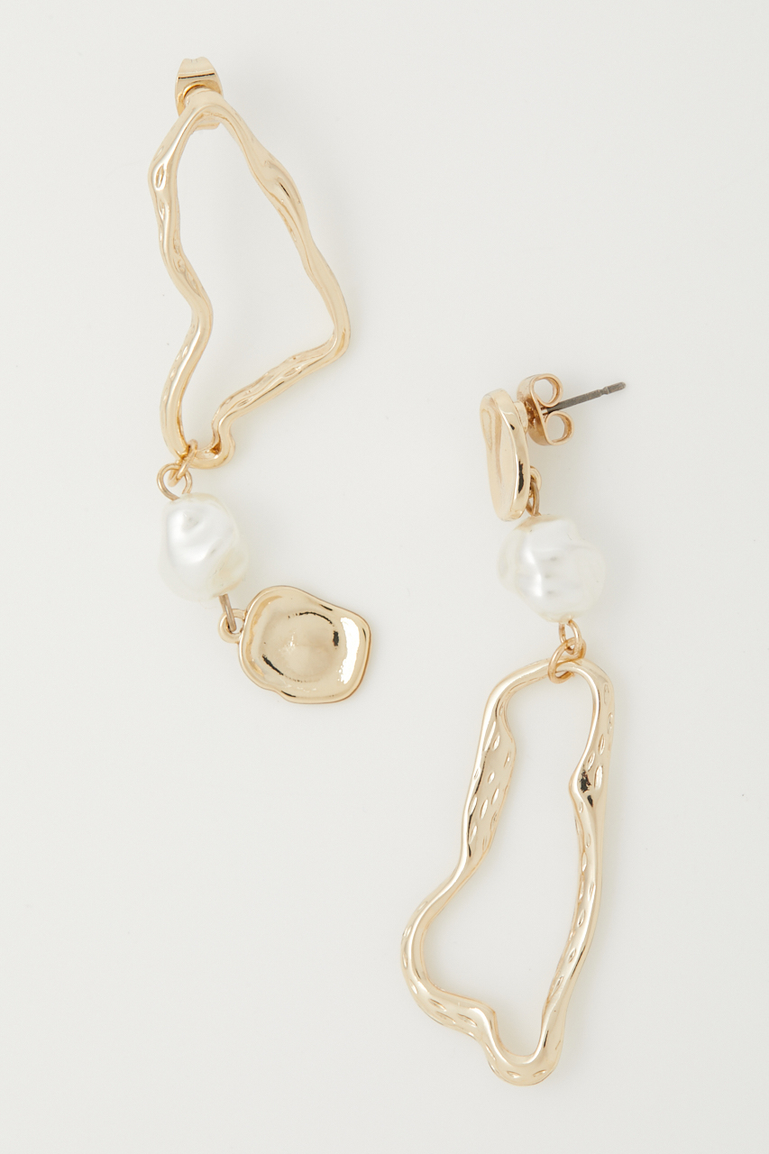 FAUX PEARL ASYMMETRY EARRINGS/フェイクパールアシンメトリーピアス 詳細画像 L/GLD 4