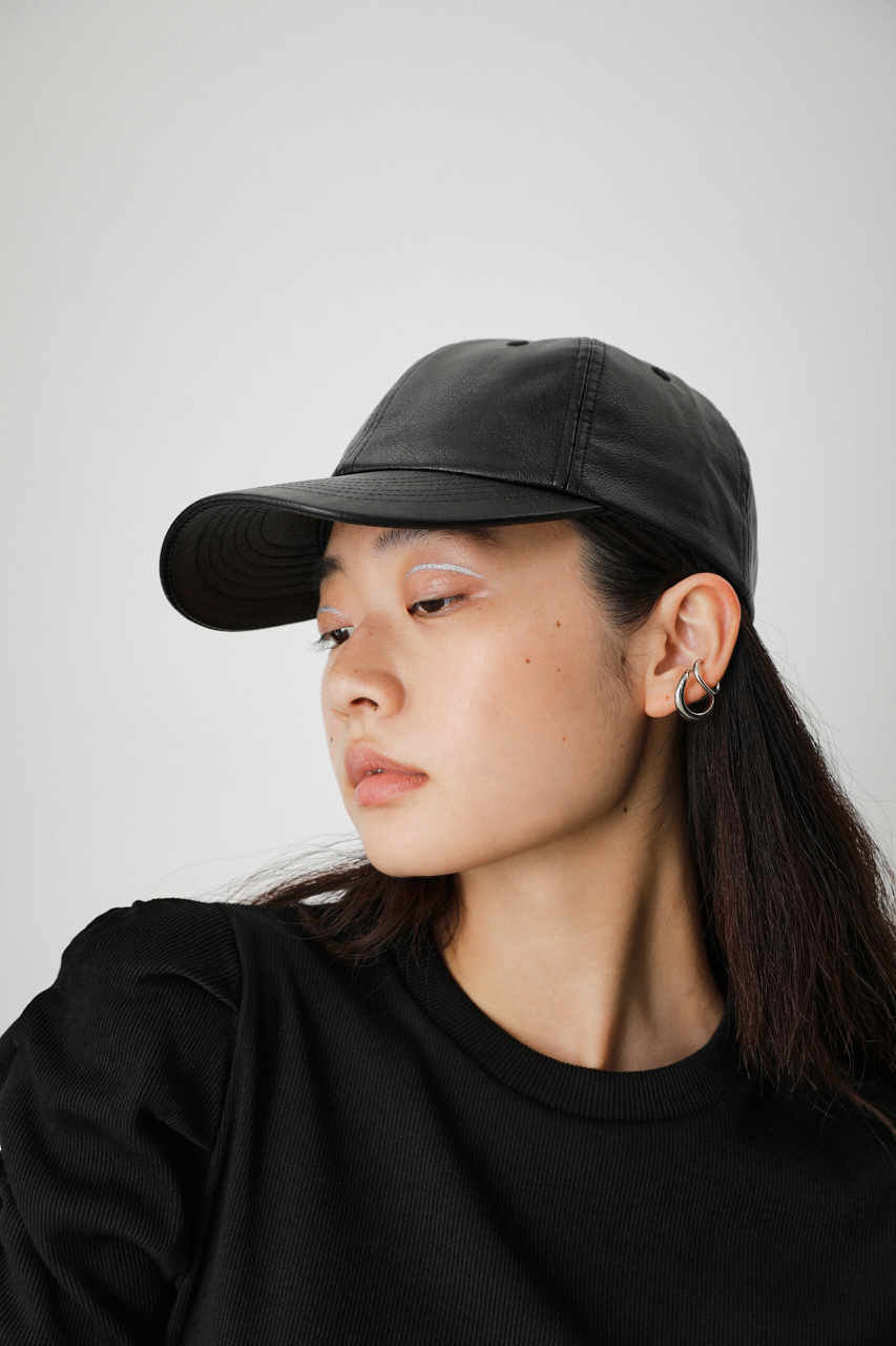 FAUX LEATHER CAP/フェイクレザーキャップ 詳細画像 BLK 1