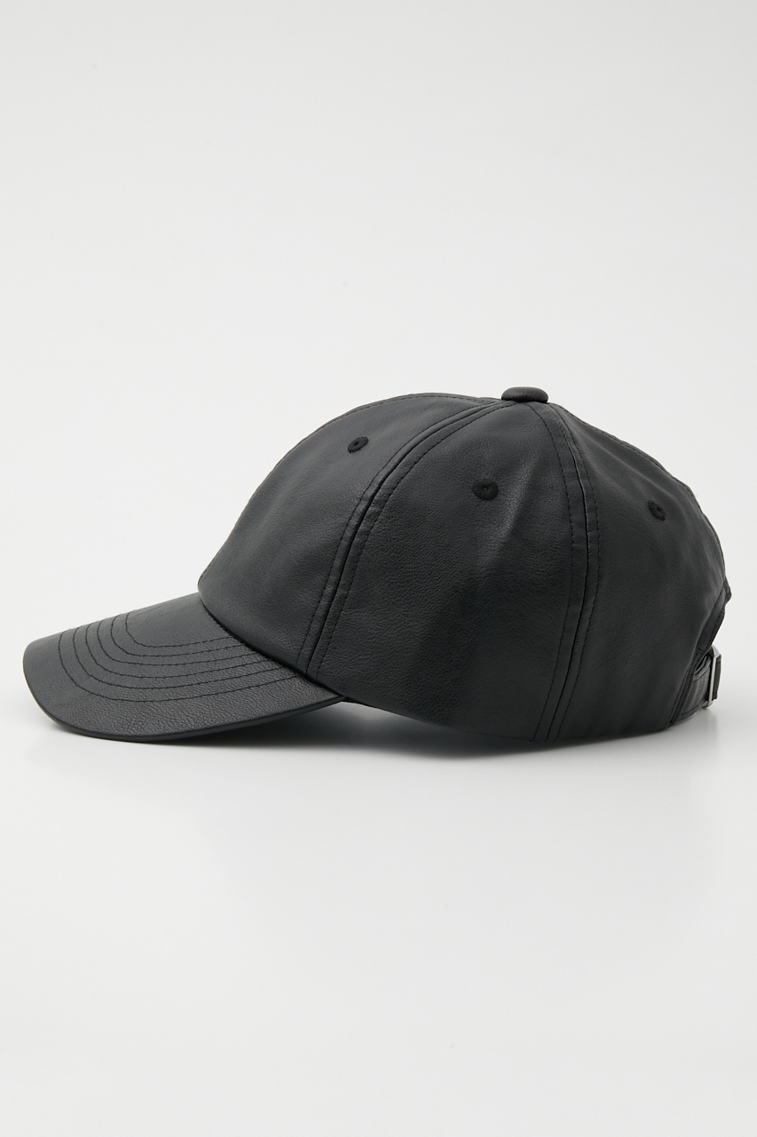 FAUX LEATHER CAP/フェイクレザーキャップ 詳細画像 BLK 3