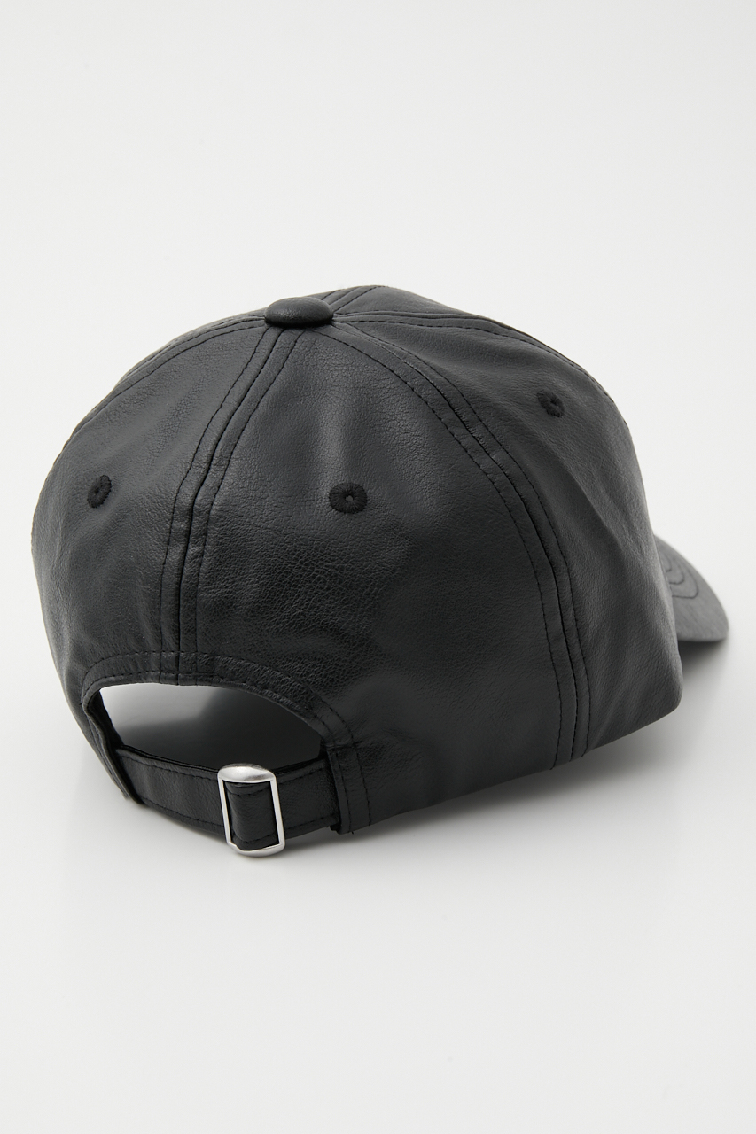 FAUX LEATHER CAP/フェイクレザーキャップ 詳細画像 BLK 4