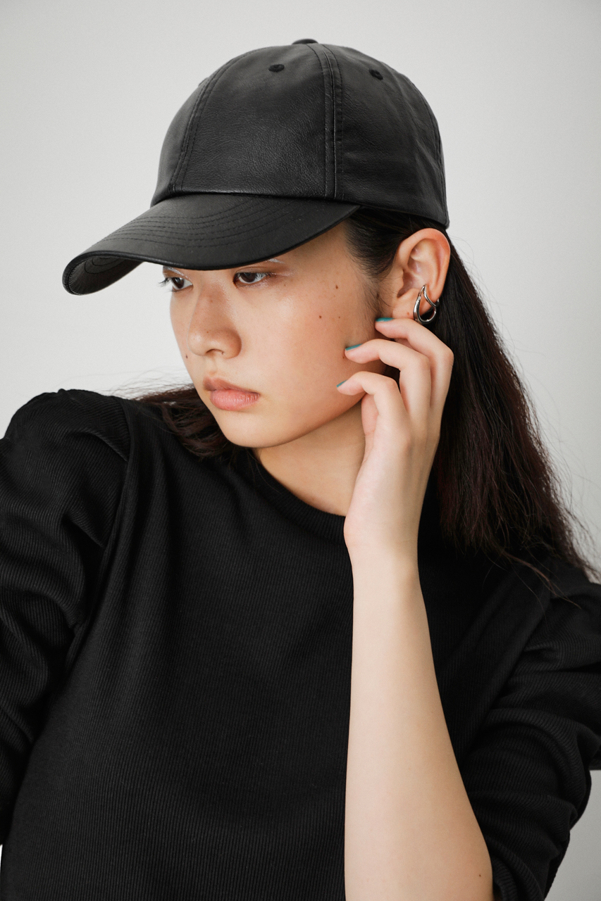 FAUX LEATHER CAP/フェイクレザーキャップ 詳細画像 BLK 8