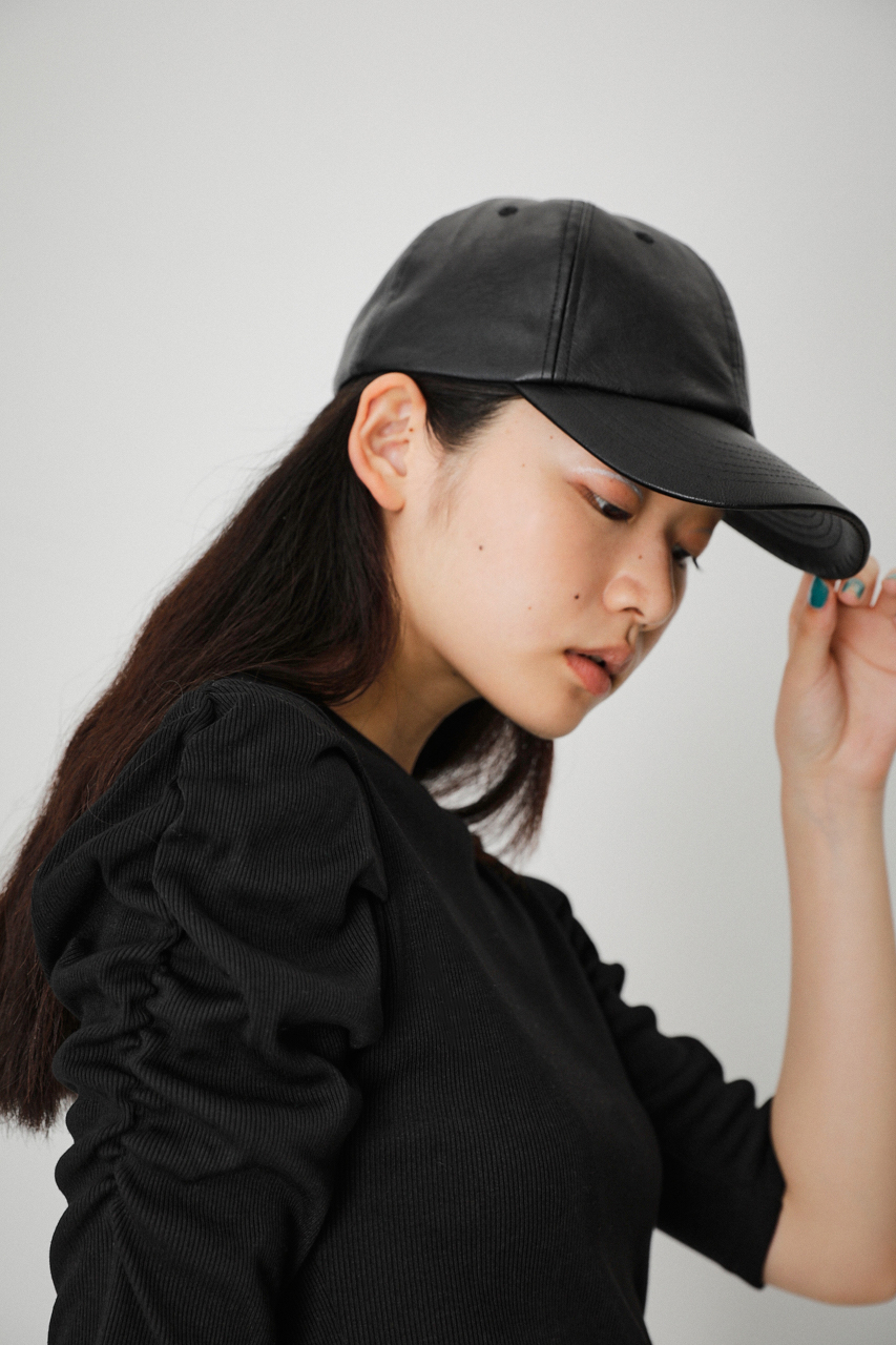 FAUX LEATHER CAP/フェイクレザーキャップ 詳細画像 BLK 9