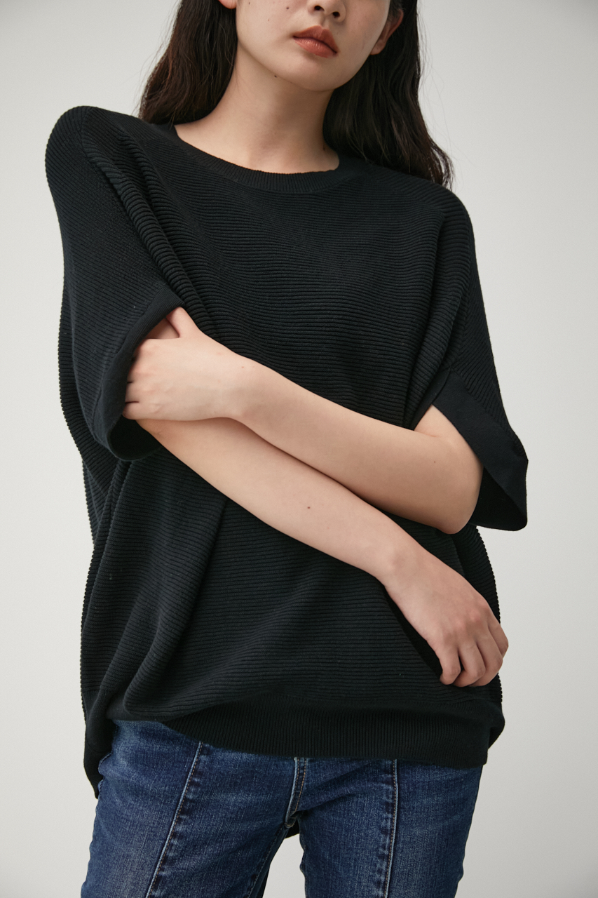 CACHECOEUR SLEEVE LOOSE KNIT/カシュクールスリーブルーズニット 詳細画像 BLK 1