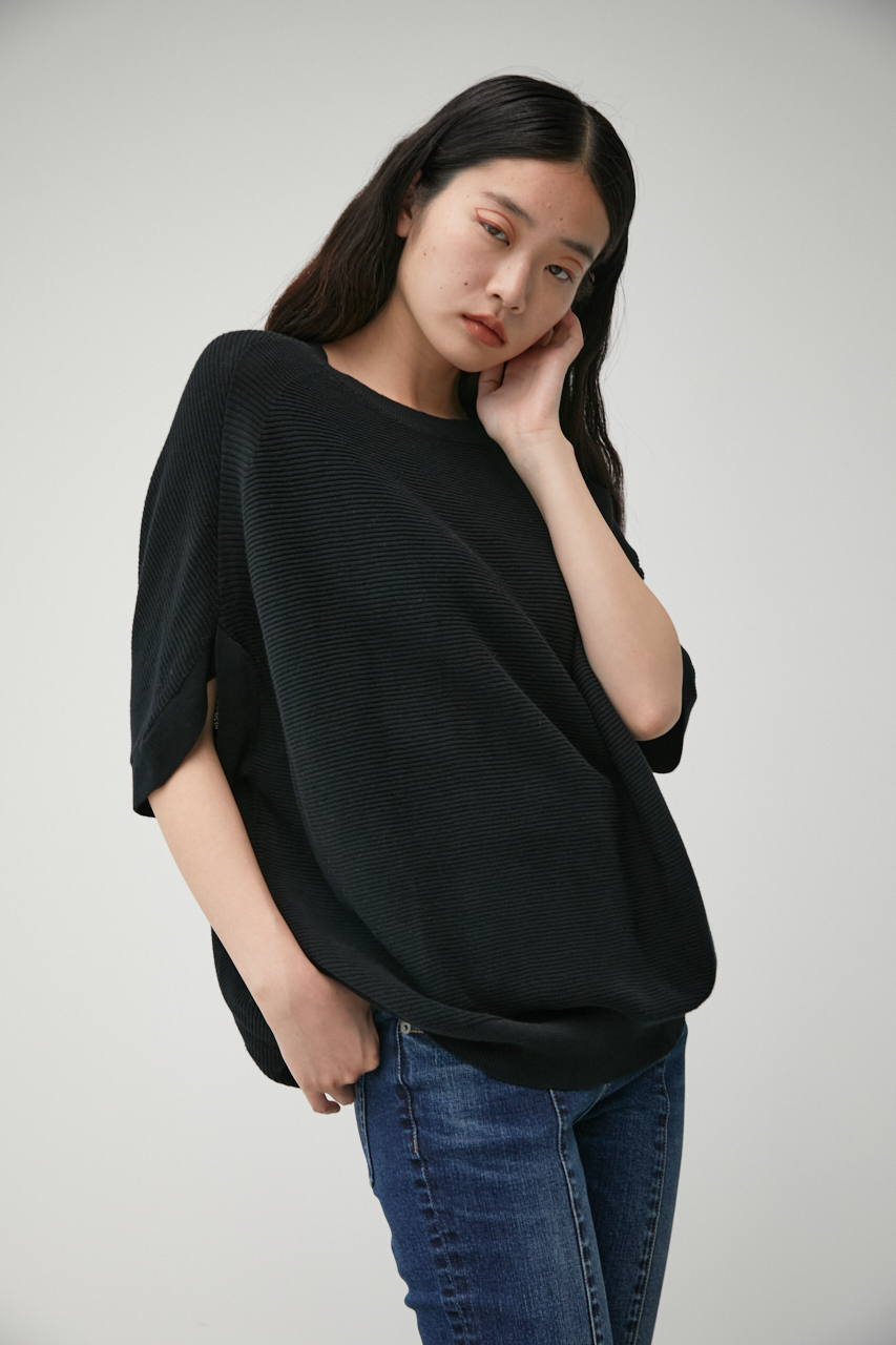 CACHECOEUR SLEEVE LOOSE KNIT/カシュクールスリーブルーズニット 詳細画像 BLK 3