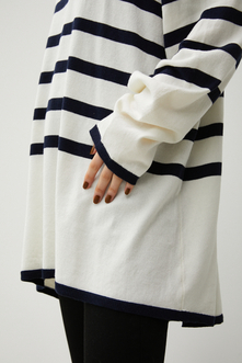 DESIGN BORDER LOOSE KNIT TOPS/デザインボーダールーズニットトップス