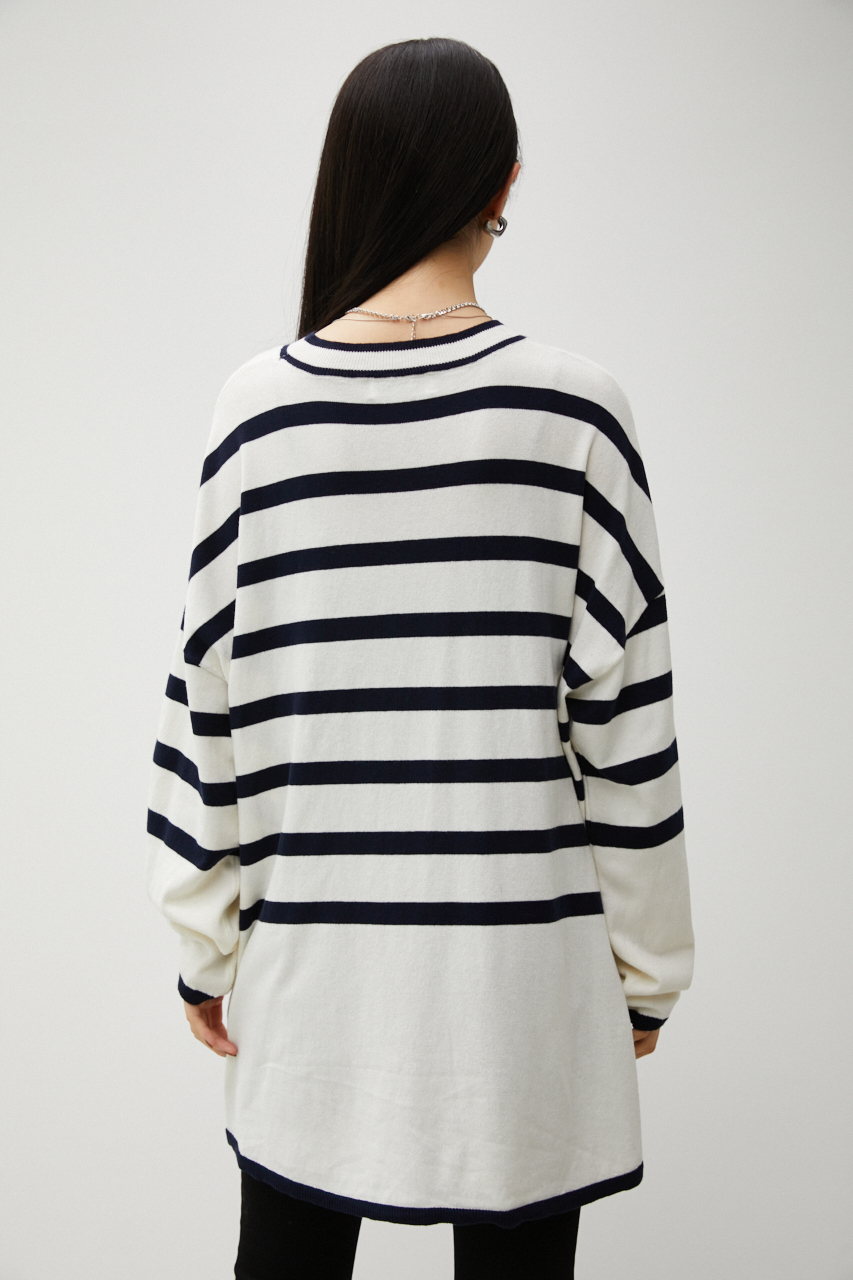 【8月10日(木)8:59まで期間限定価格】DESIGN BORDER LOOSE KNIT TOPS/デザインボーダールーズニットトップス