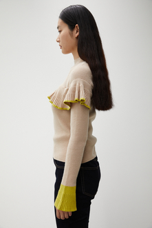 COLOR COMBI RUFFLE KNIT TOPS/カラーコンビラッフルニットトップス 詳細画像