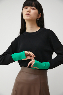 COLOR CUFF BLOCK KNIT TOPS/カラーカフブロックニットトップス 詳細画像