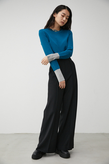 COLOR CUFF BLOCK KNIT TOPS/カラーカフブロックニットトップス 詳細画像