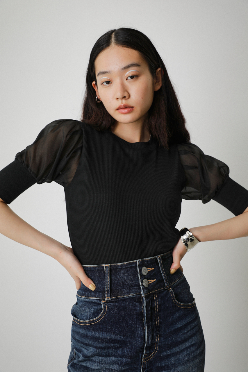 SHEER SLEEVE PUFF TOPS/シアースリーブパフトップス｜AZUL BY MOUSSY ...