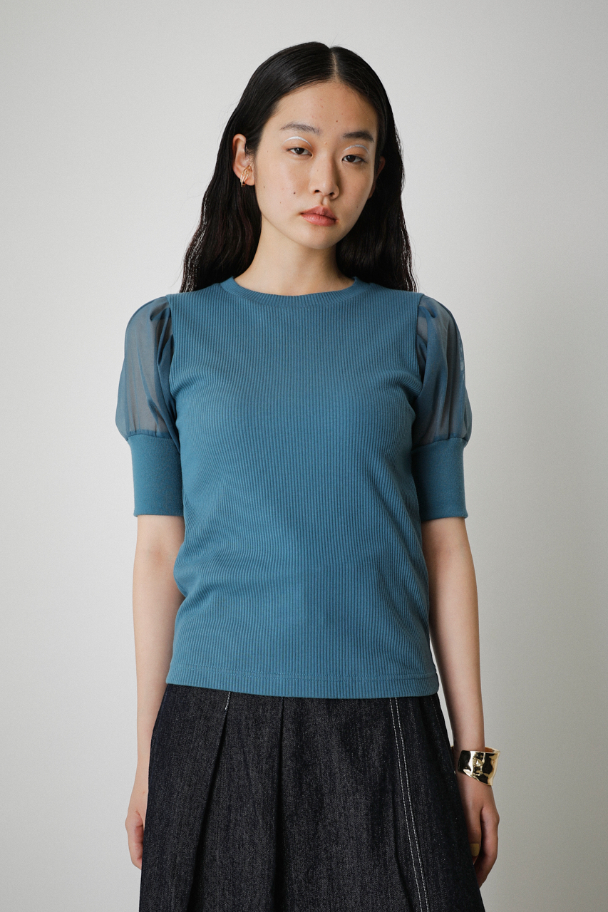 SHEER SLEEVE PUFF TOPS/シアースリーブパフトップス 詳細画像 D/BLU 5