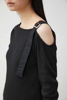 【5月18日(土)23:59まで期間限定価格】ONE SHOULDER BELT RIB TOPS/ワンショルダーベルトリブトップス 詳細画像