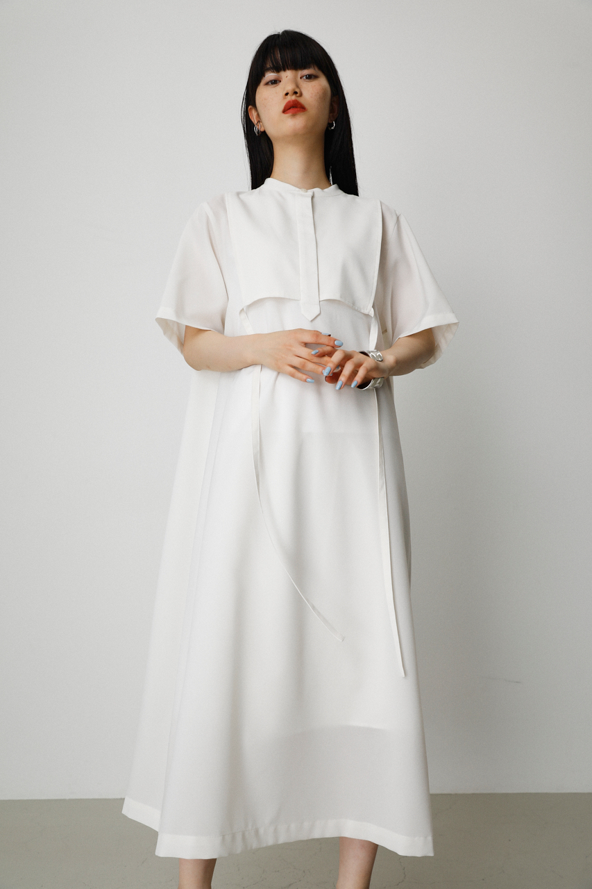 FLAP LAYERED SHIRT ONEPIECE/フラップレイヤードシャツワンピース 詳細画像 O/WHT 3